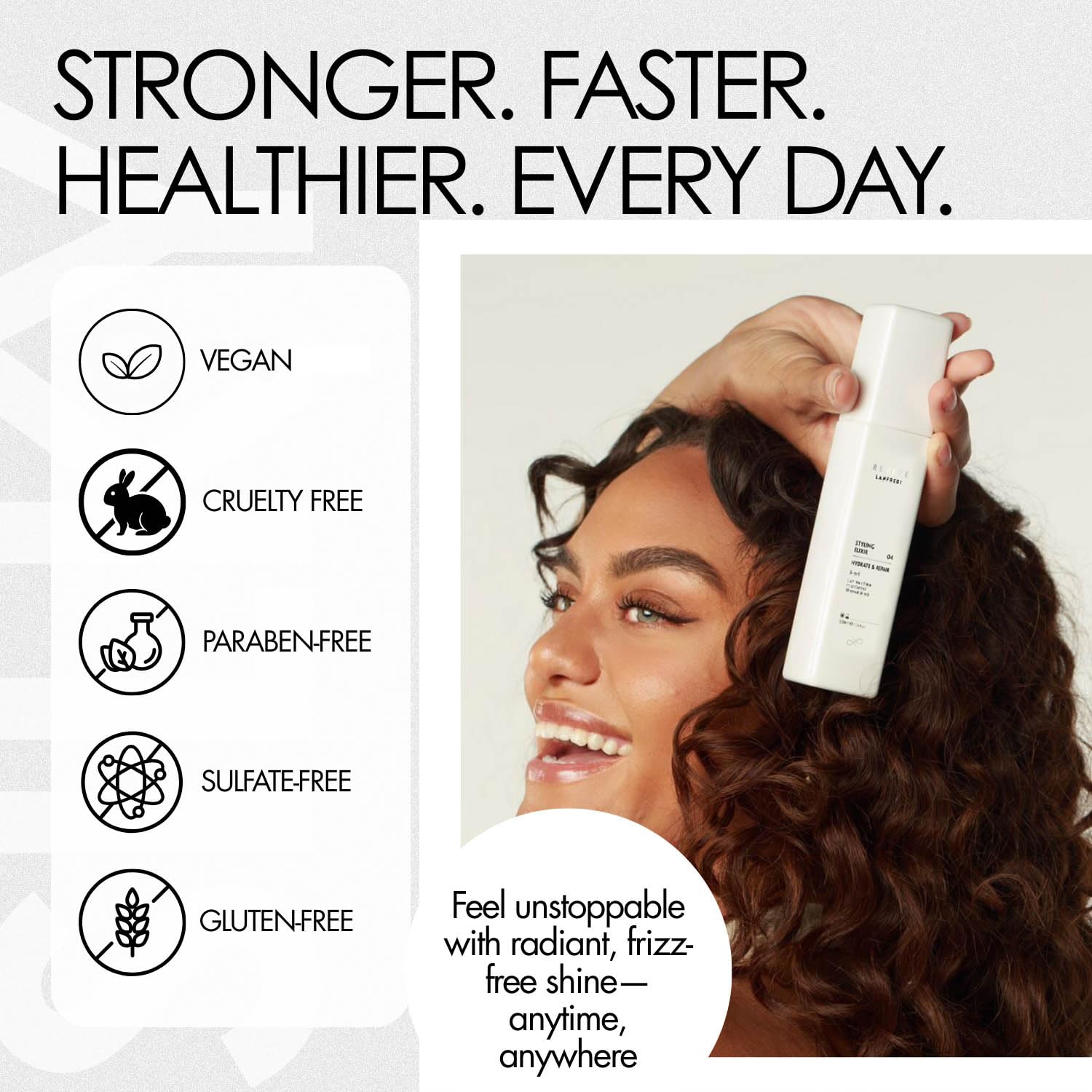 Hair Serum 3-in-1 Elixir for Frizz Control, Shine, Heat Protectant, Keratin Hair Treatment, Deep Repair, Lightweight for All Hair Types