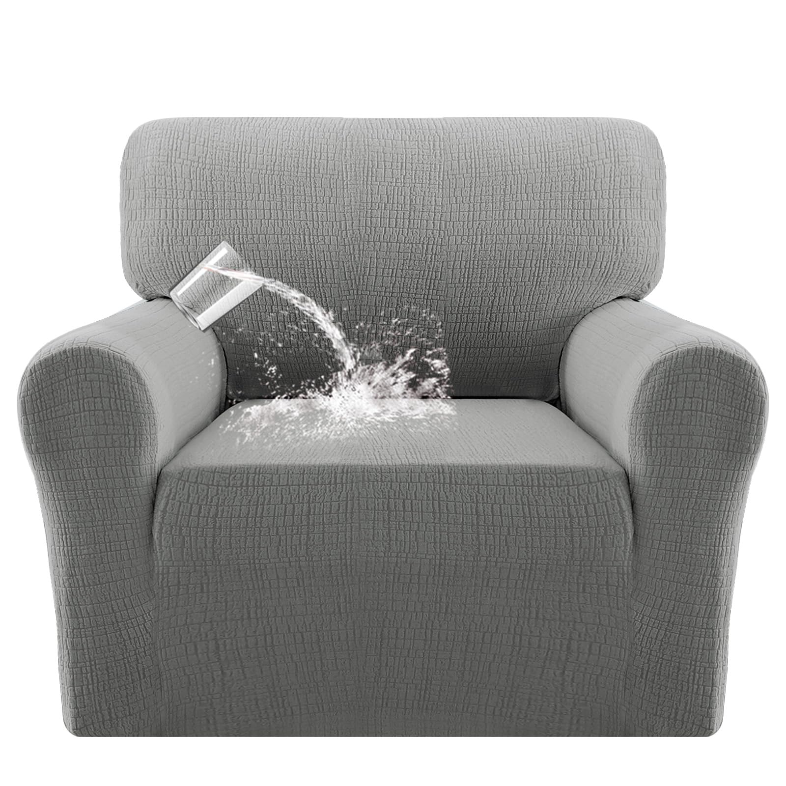 Bellahills Dove Waterproof Armchair Covers 1 Piece Stretch Chair Slipcover For Living Room Non Slip Furniture Protector Jacquard Sofa Cover 1 Seater Chair Covers (1 Seater, )