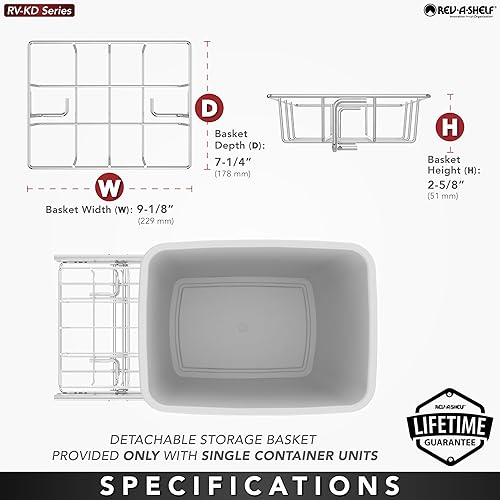 Miniatura 5 de Rev-A-Shelf RV-15KD-1918C-S - Bote de basura extraíble para debajo de los gabinetes de cocina, 27 cuartos de galón, 12 galones, con tobogán de