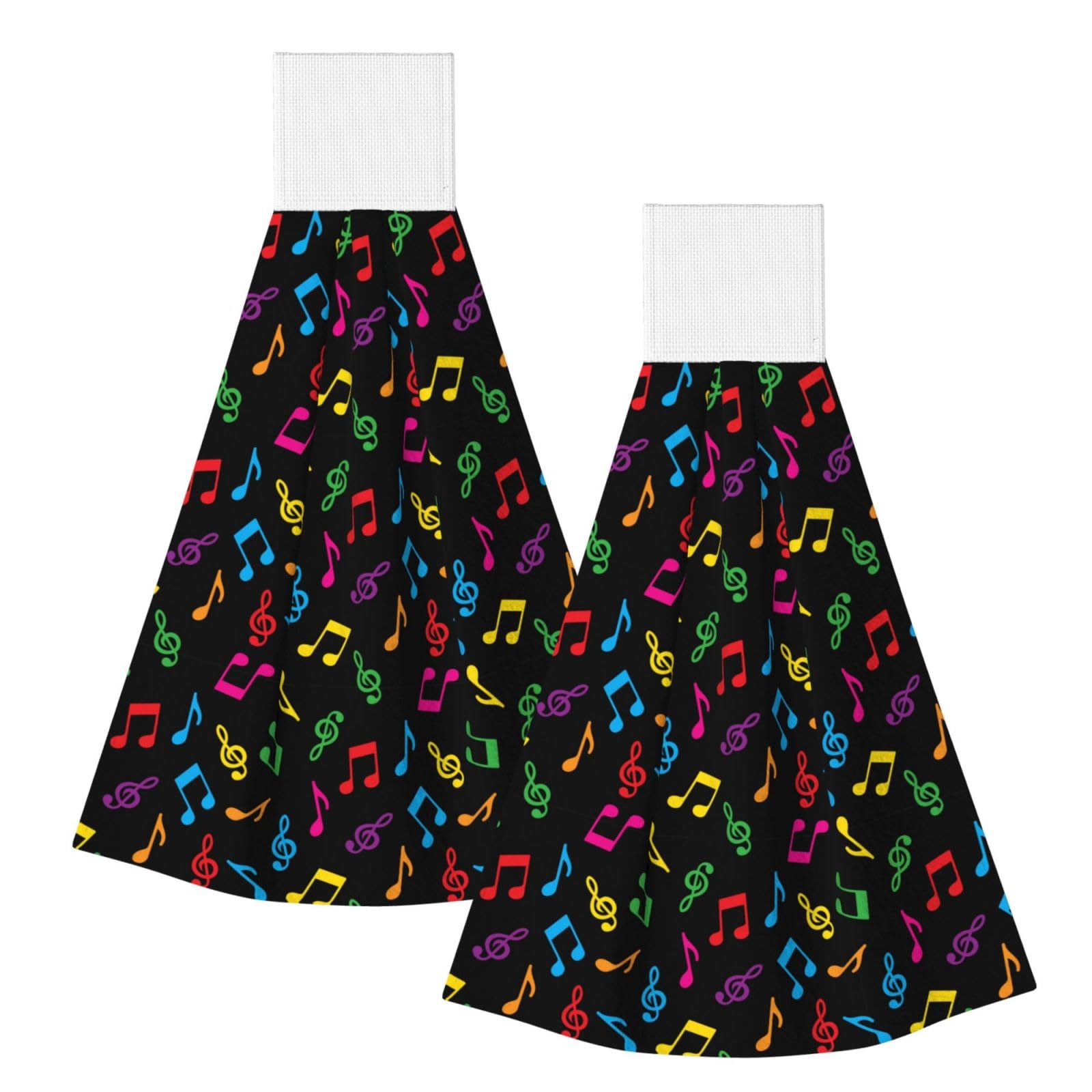 Noble Ren Rainbow Notes Hand Towel Hanging Kitchen Towel Velcro Dry Towel Highly Absorbent Suitable For Bathroom/Living Room/Toilet