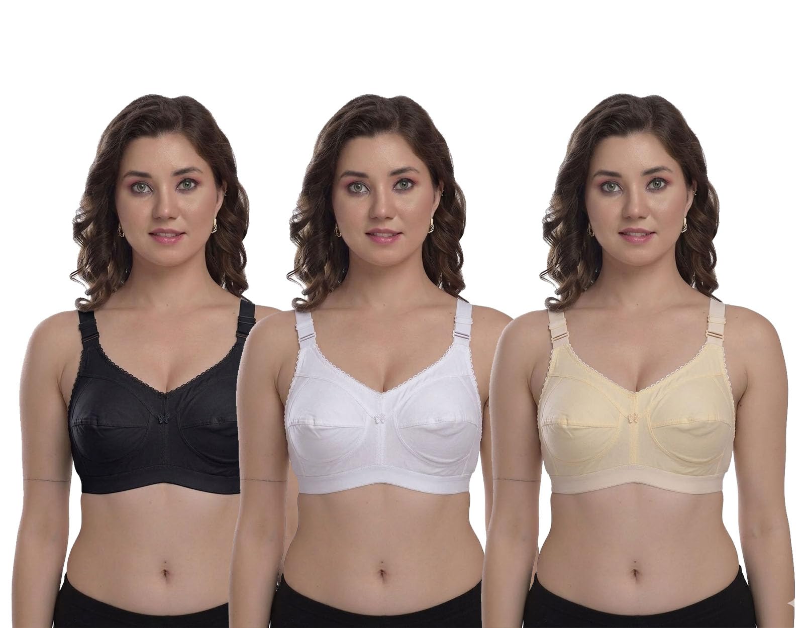 Seamed Pure Cotton Non-Padded T-Shirt Heavy Bust Bra for Women-picture-54