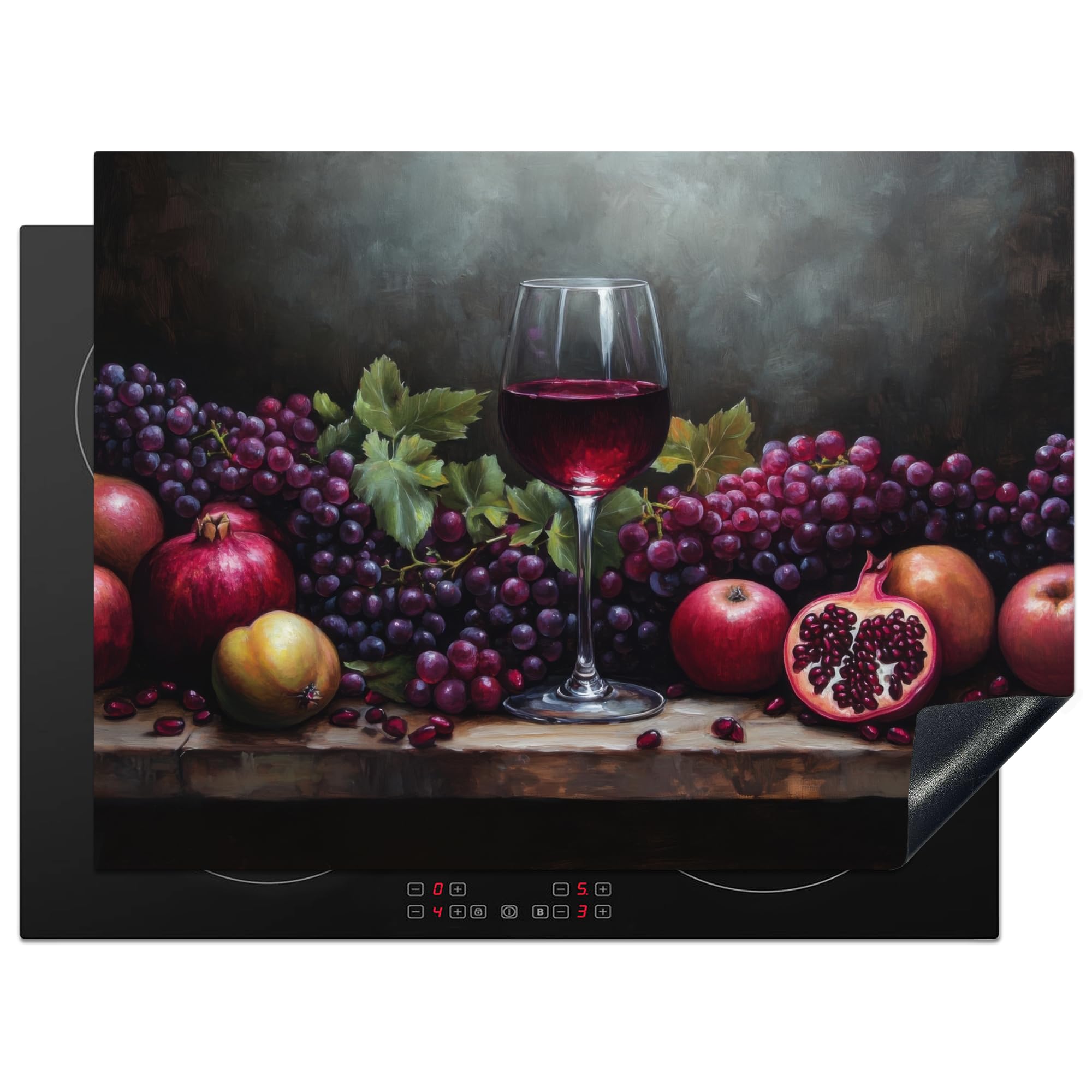 KitchenYeah© Induction Hob Cover Protector Mat 20.5"x27.6" / 70x52 cm Kitchen Universal Ceramic Covers for Electric Cookers Vinyl Wine - Fruit - Still Life — image 1