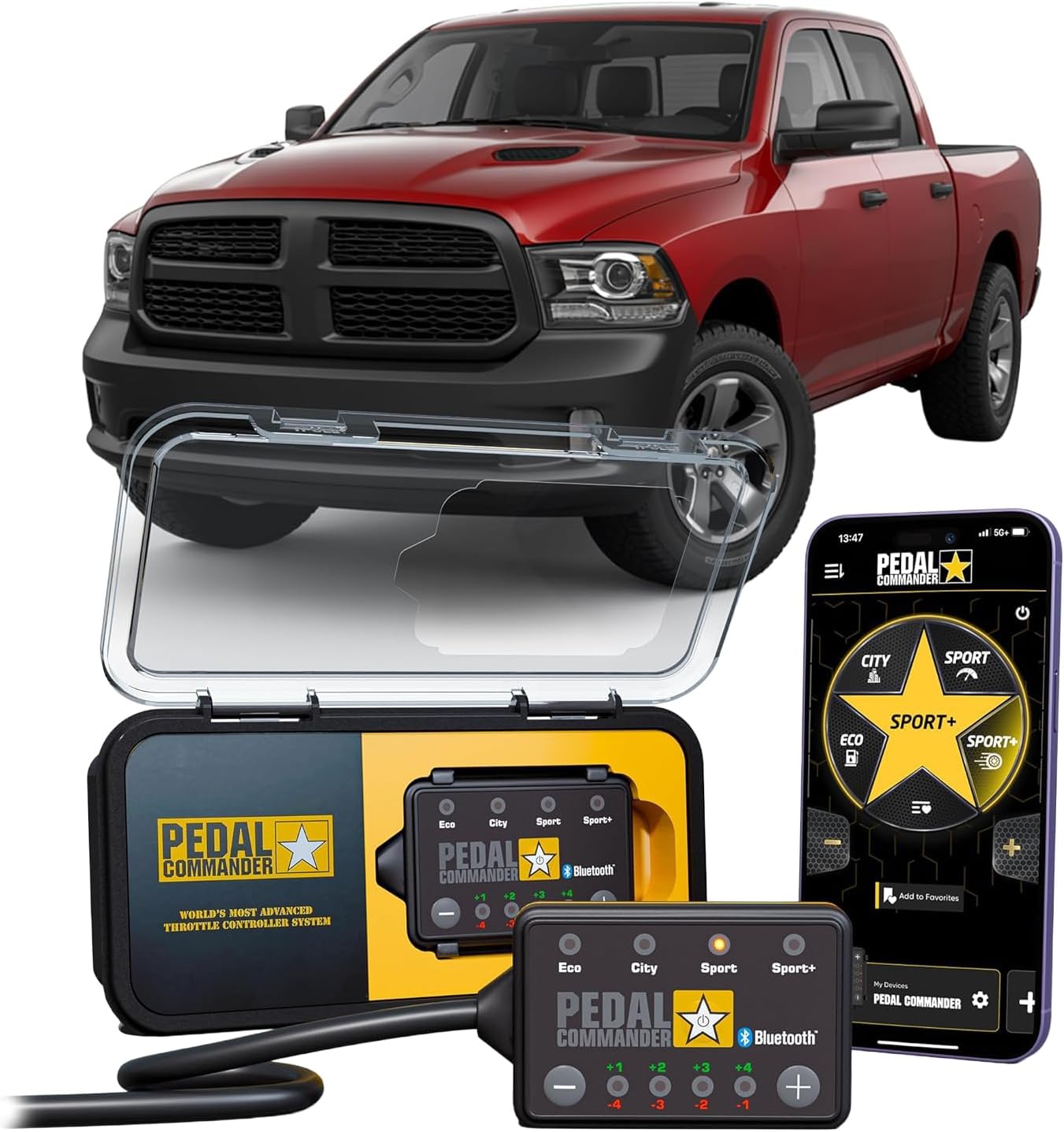 for Dodge Ram Truck 2007-2018 Throttle Response Controller Gas & Diesel (Not Compatible w/ 2011-2014 HO) - Plug-and-Play Upgrade, App Control and Anti-Theft, Ram Truck Accessories