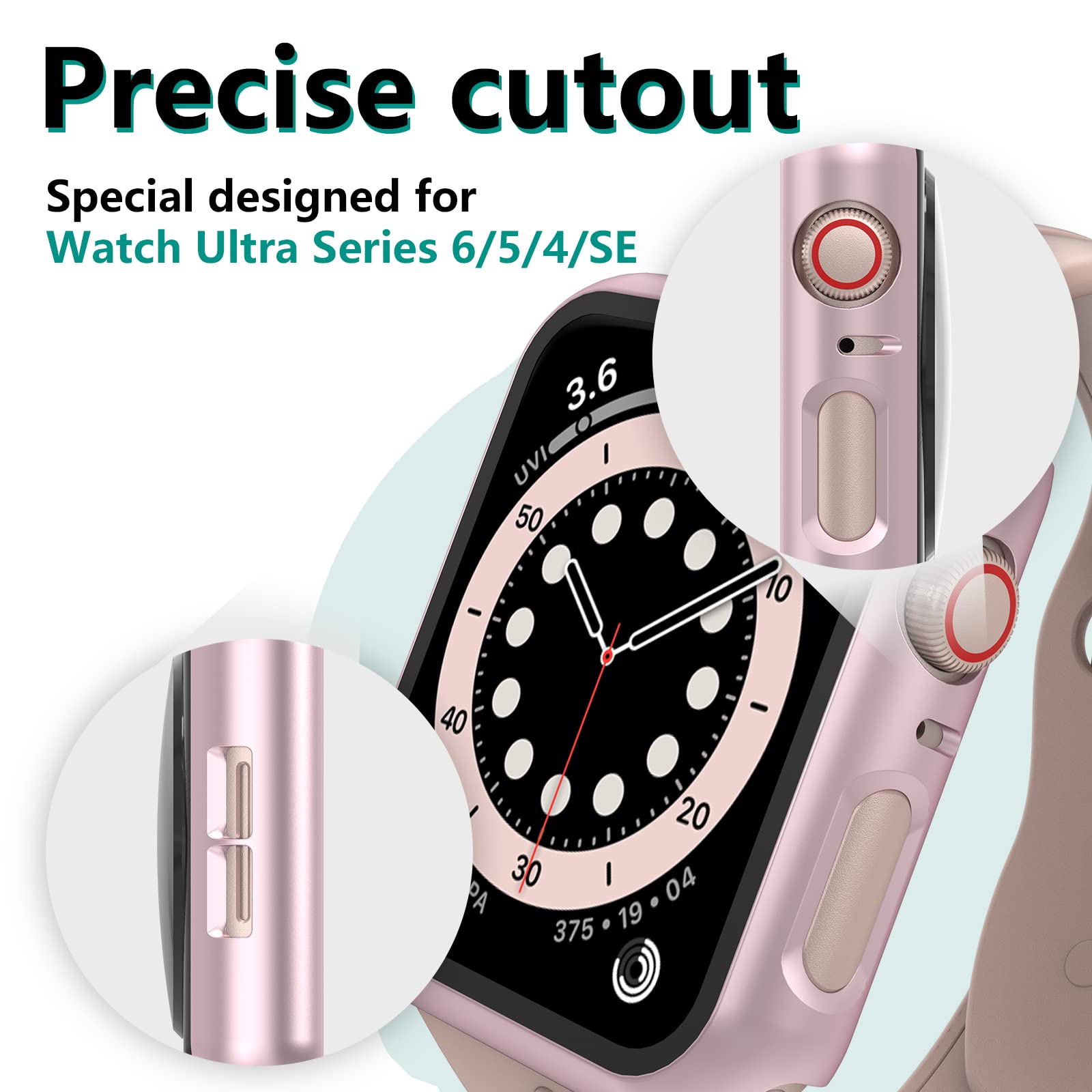 5 Pieces Screen Protector Compatible with Apple Watch Series 6/5/4 SE 40mm, with Tempered Glass, Full Cover, Anti-Scratch, Protective Case Compatible with iWatch, Transparent — view 4