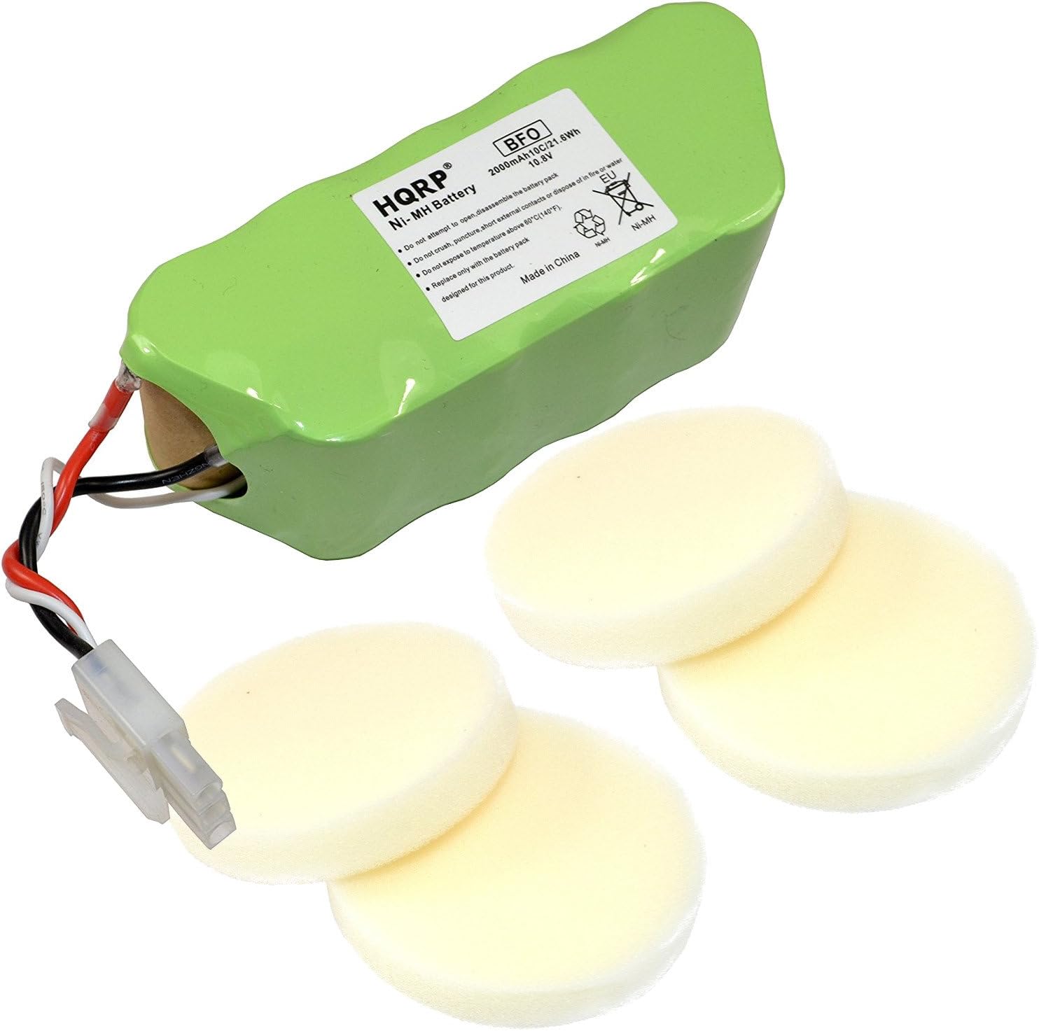 HQRP Battery and 4-Pack Foam Filters compatible with Shark SV1106N SV11O6N Navigator Freestyle Cordless Stick Vacuum