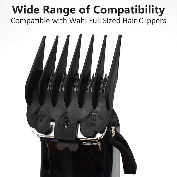4 Pieces Professional Black Nylon Replacement Attachment Cutting Guard Guides Combs, 3/6/10/13mm Compatible with Wahl Full-Sized Magic Clip Super Taper Senior 8148 1919 8504 Hair Clippers
