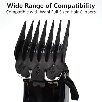 4 Pieces Professional Black Nylon Replacement Attachment Cutting Guard Guides Combs, 3/6/10/13mm Compatible with Wahl Full-Sized Magic Clip Super Taper Senior 8148 1919 8504 Hair Clippers