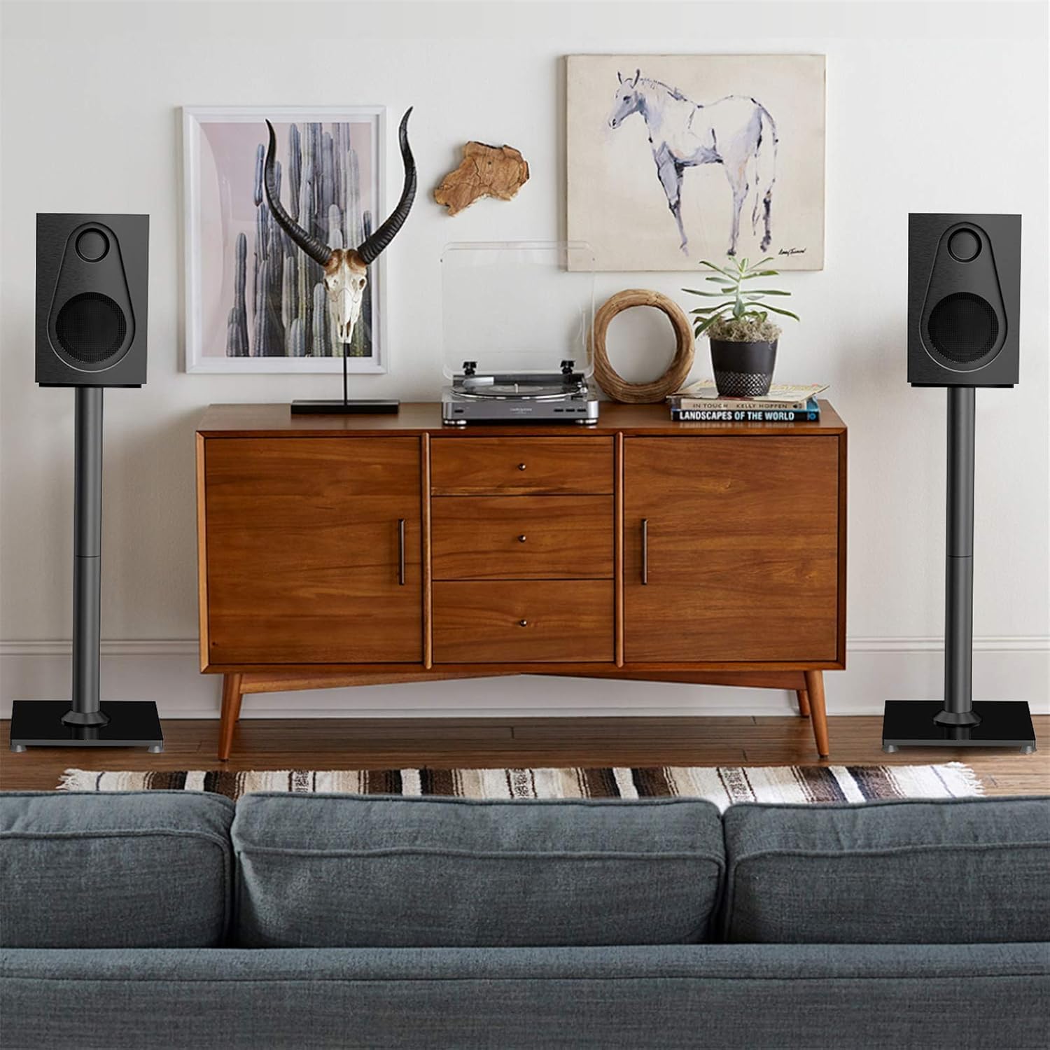 PERLESMITH Supporti universali da pavimento da 60 cm per altoparlanti Surround Sound, Klipsch, Sony, Edifier, Yamaha, Polk e altri diffusori da scaffale, peso fino a 10 kg – 1 paio