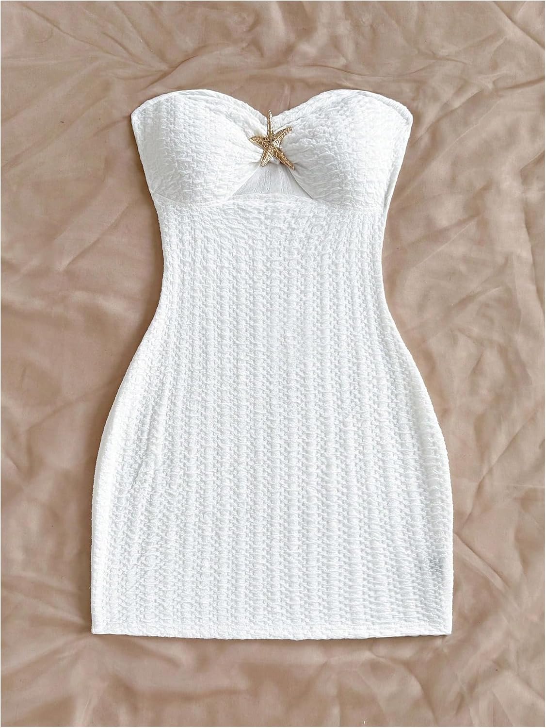 MakeMeChic Women's Strapless Dress Starfish Metal Sleeveless Bodycon Tube Mini Dresses