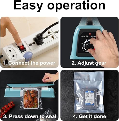 Miniatura 7 de Cuerpo de metal, sellador térmico por impulso, sellador manual de bolsas, máquina de sellado térmico de 8 pulgadas, máquina selladora de impulsos