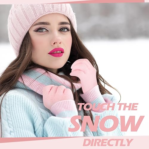 Miniatura 4 de SATINIOR Guantes mágicos de invierno unisex, guantes de punto elásticos para dedos completos, guantes cálidos para hombres y mujeres deportes