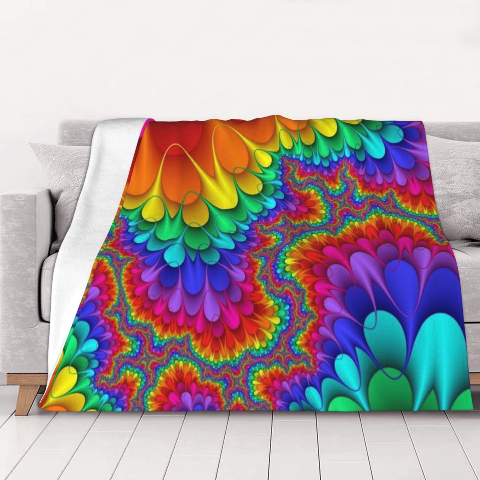 AUBKFELD Rainbow Tie Dye-Red Printed Flannel Blanket 200x150 CM, Soft & Warm Throw Blanket for Sofa/Couch/Bed/Car, Gifts for Audlts Women Men