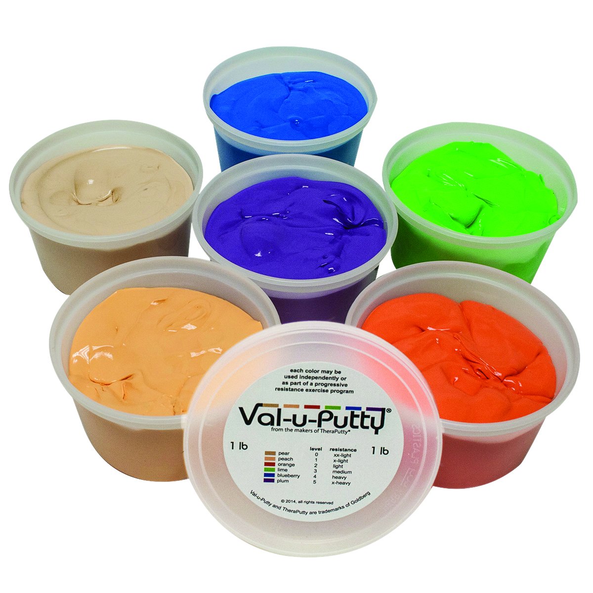 FAB10-3946 Exercise Putty Set, Pear/Peach/Orange/Lime/Blueberry/Plum