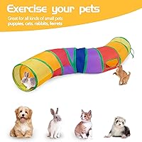 Vista 5 de Sheldamy Cat Tunnel, S-2-Way Cat Tunnels for Indoor Cats, Collapsible Cat Play Tunnel, Interactive Toy Maze Cat House with 1 Play Ball for Cats, S-2