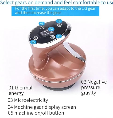 Miniatura 6 de Masajeador eléctrico de terapia de ventosas al vacío, masajeador dinámico de mano de succión dinámica de 5 velocidades, ventosas, terapia magnética