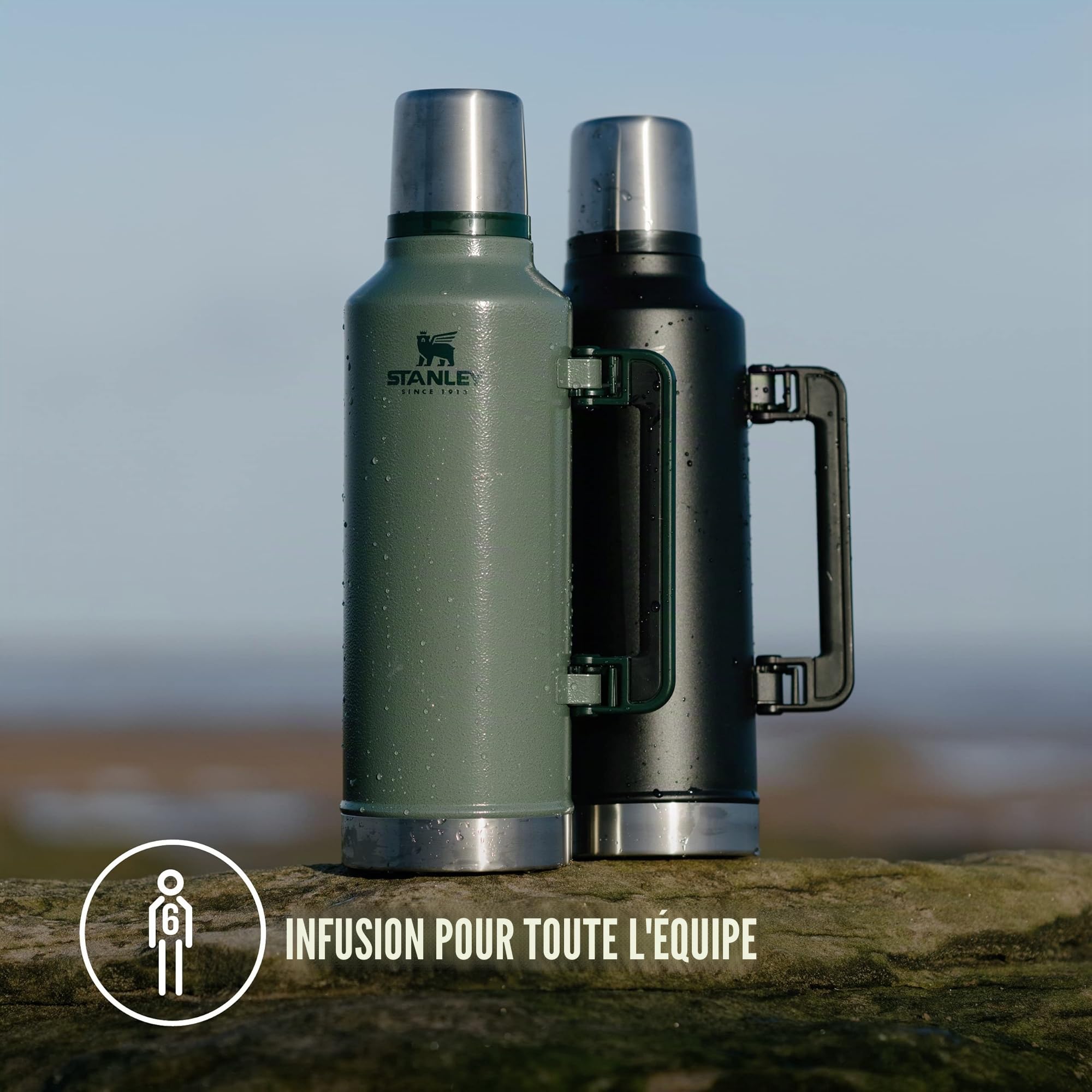 Stanley 1913 Classic Legendary Thermos 1.4L - Matt Black | Maintient la Température 40h (Chaud/Froid) - Bouteille Isotherme - Sans BPA - Gourde Isotherme en Acier Inoxydable