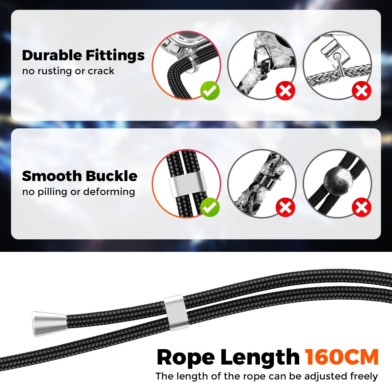 OLEPHY Trasparente Cover con Cordino per iPhone 16 6,1'', Custodia con Regolabile Collana, [Antiurto] [AntiGraffio] Case con Laccio Tracolla, Nero