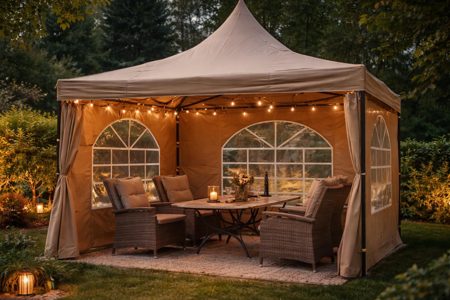 QUICK STAR 2 Seitenteile mit PVC Fenster 300x193 cm für Pavillon Sahara 3x3m Seitenwand Sand