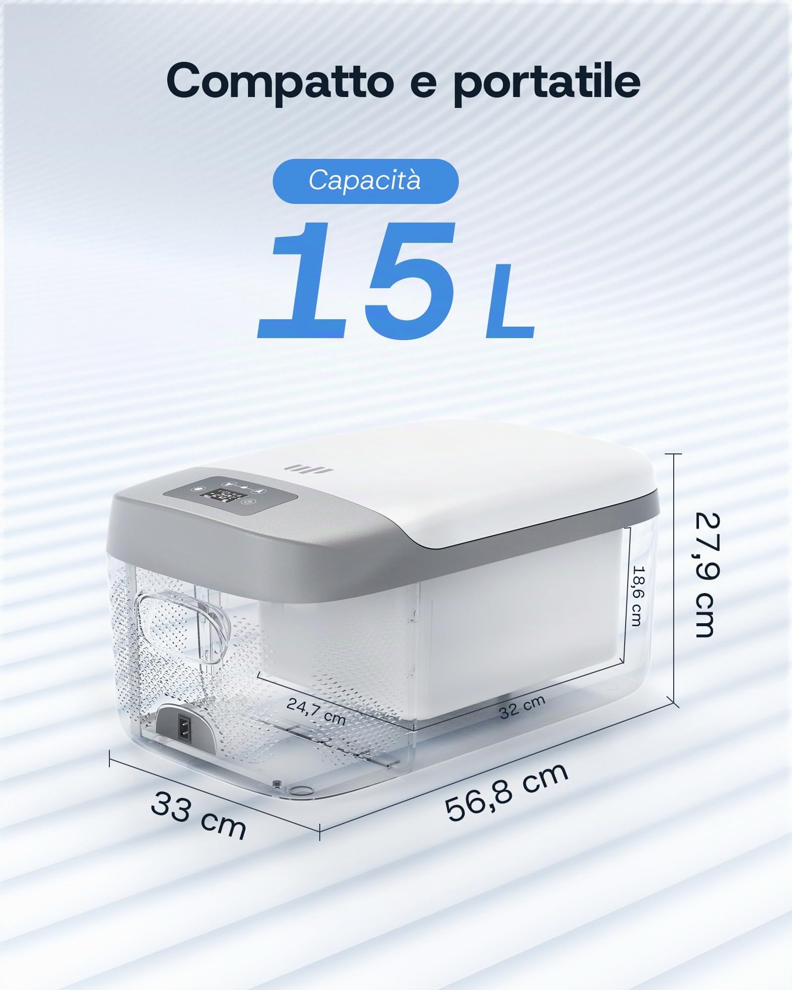 Upstreman Frigorifero Portatile Elettrico Compatto 15Lmprefrigerazione/congelamento - Compressore Potente, Silenzioso 39dB e Adattatori 12V/240V Inclusi per Auto e Casa, Bianco-AR18