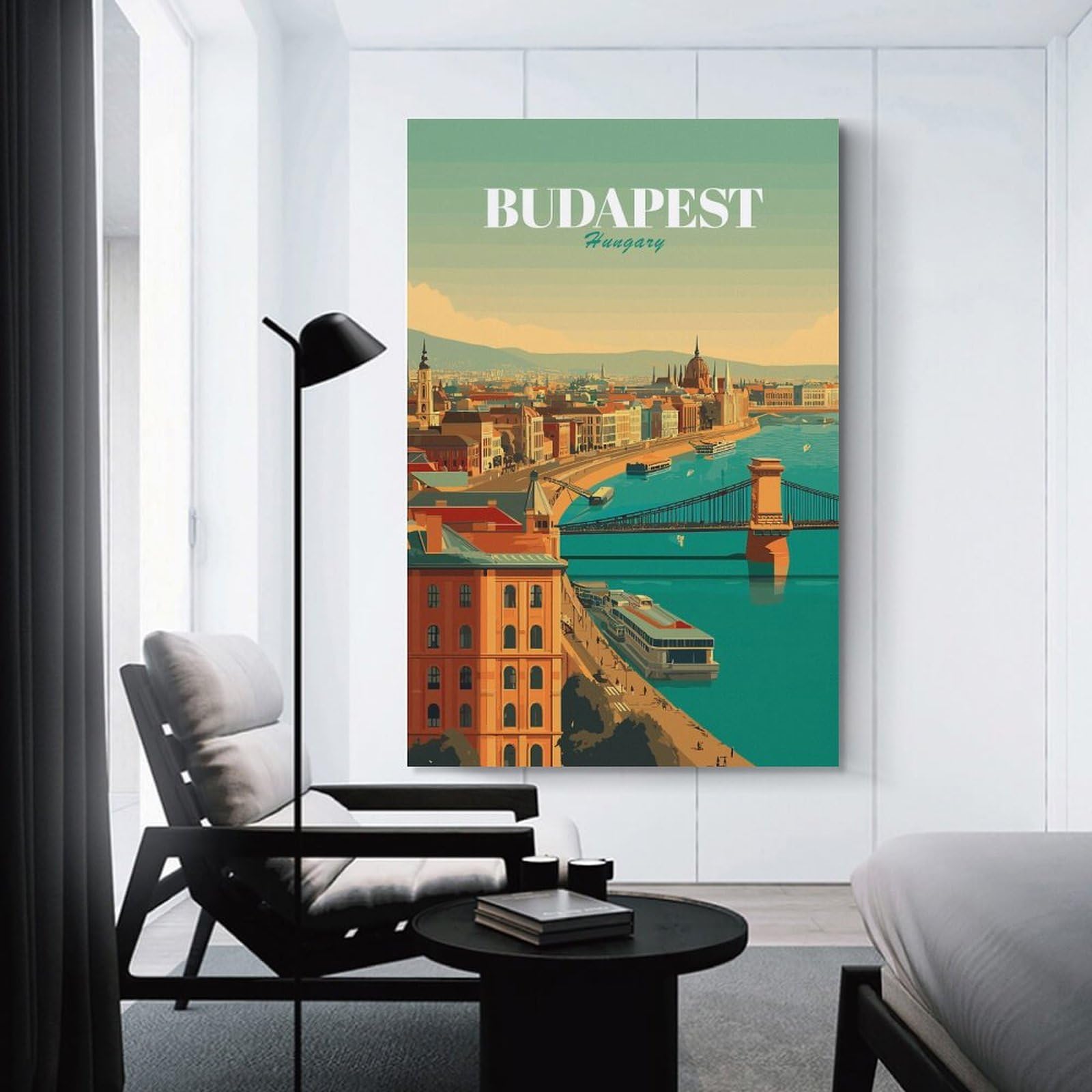 Junmoney Budapest Hungary Cityscape Decorative Wall Artwork 08x12inch(20x30cm), for Living Room, Bedroom, Office Or Hallway, Decorative Artwork with Broad Appeal