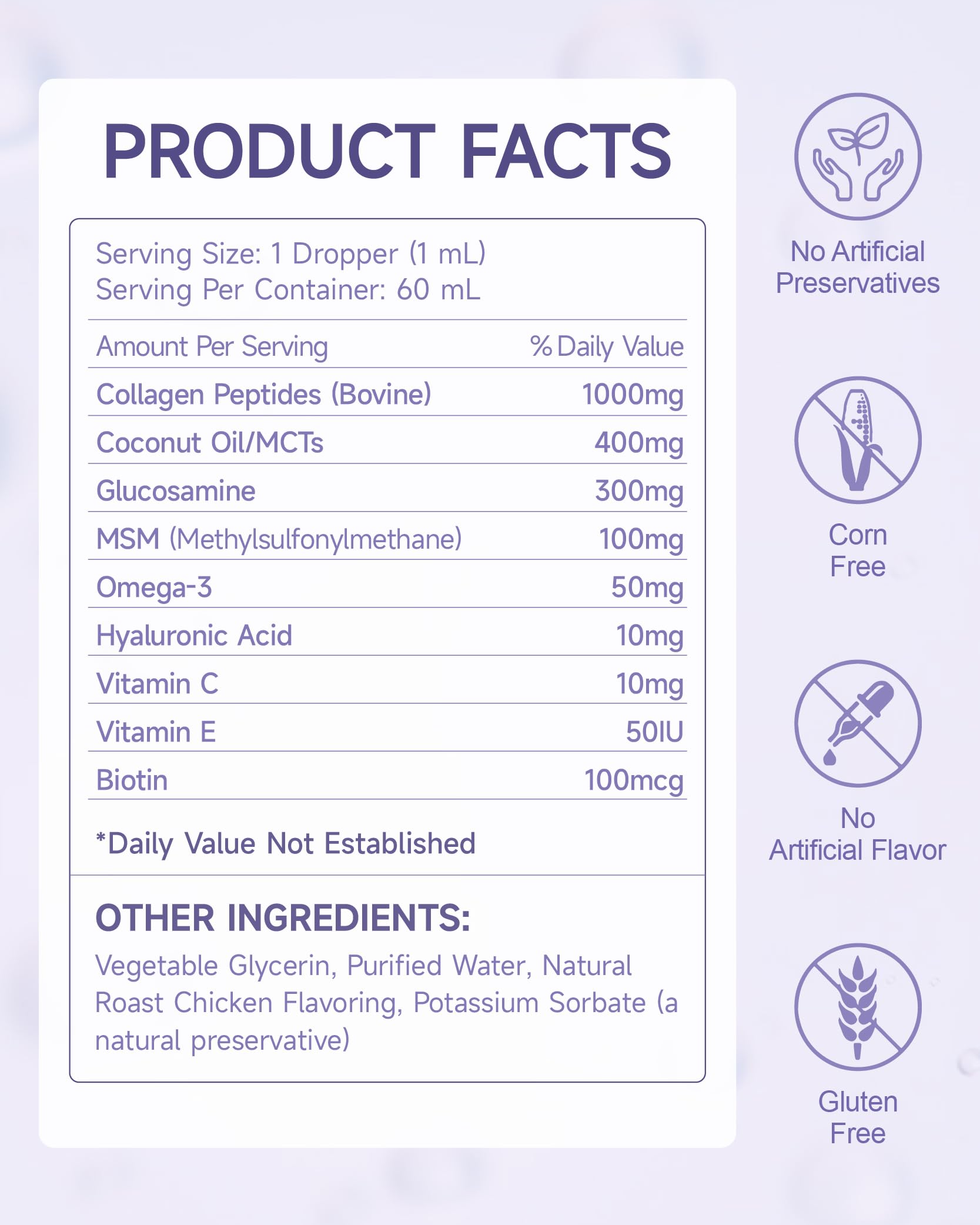 Eagou Diary Colágeno para Perros - Apoyo para Caderas y Articulaciones, Salud de la Piel y el Pelaje, Glucosamina, MSM, Aceite de Coco, Vitaminas C y E, Biotina - Salud Digestiva e Inmunológica, 60ml