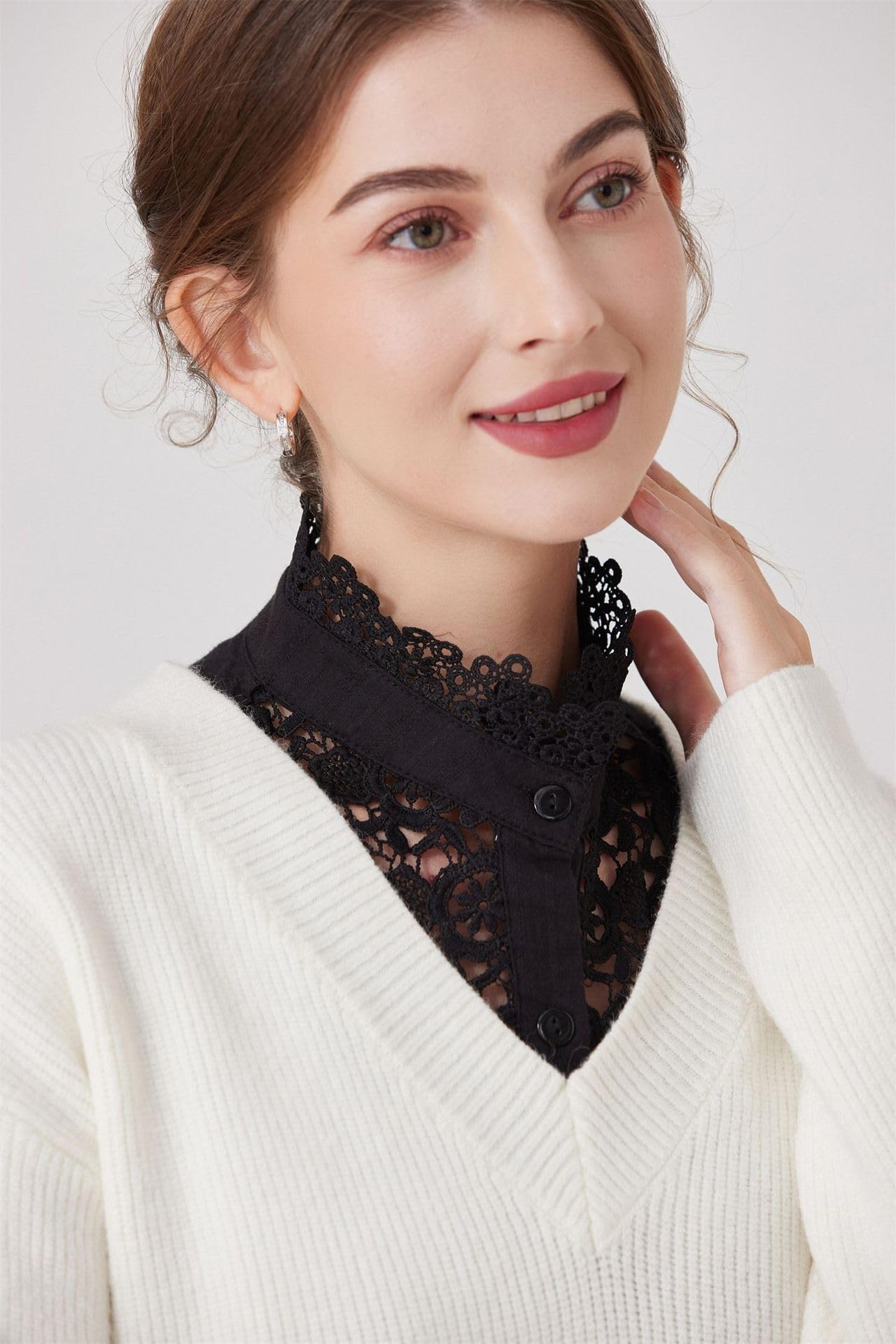 XEPST Colletto Staccabile Donna Camicia Bianca Colletto Camicia Finta Camicia sotto Donna Elegante Laccio Camicetta Mezza Camicia Colletto Falso Staccabile Decorativo Collare Colletto