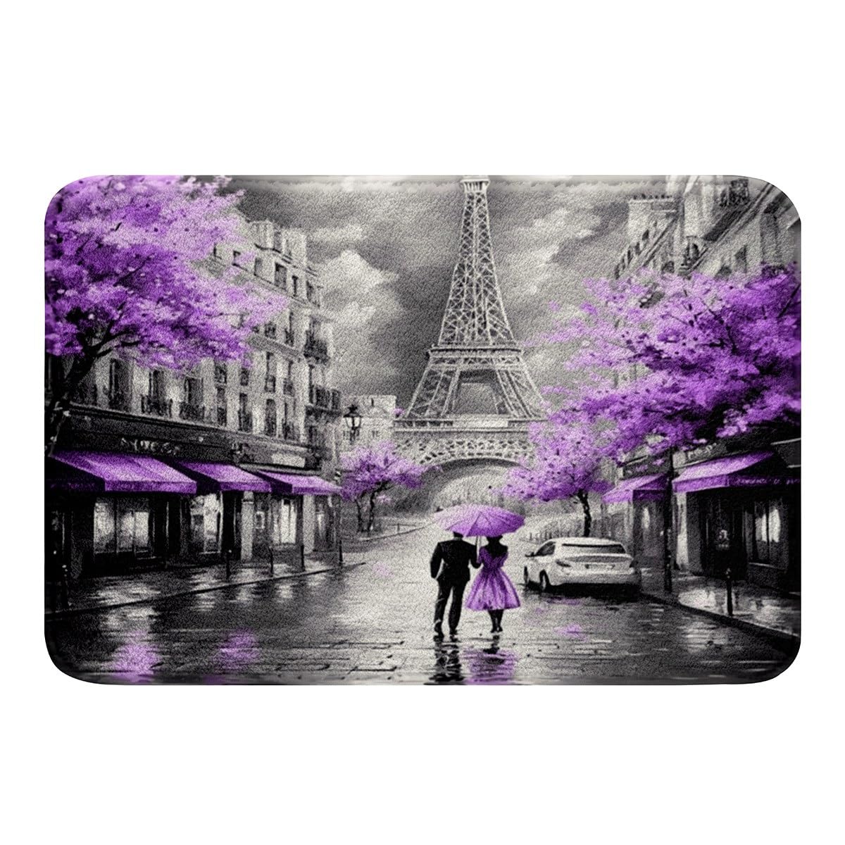 Erosebridal Eiffel Tower Bathroom Rugs 20"x 32",French Paris Bath Mat for Women Girls,Romantic City Doormats Floor Mats,Watercolor Oil Painting Paris