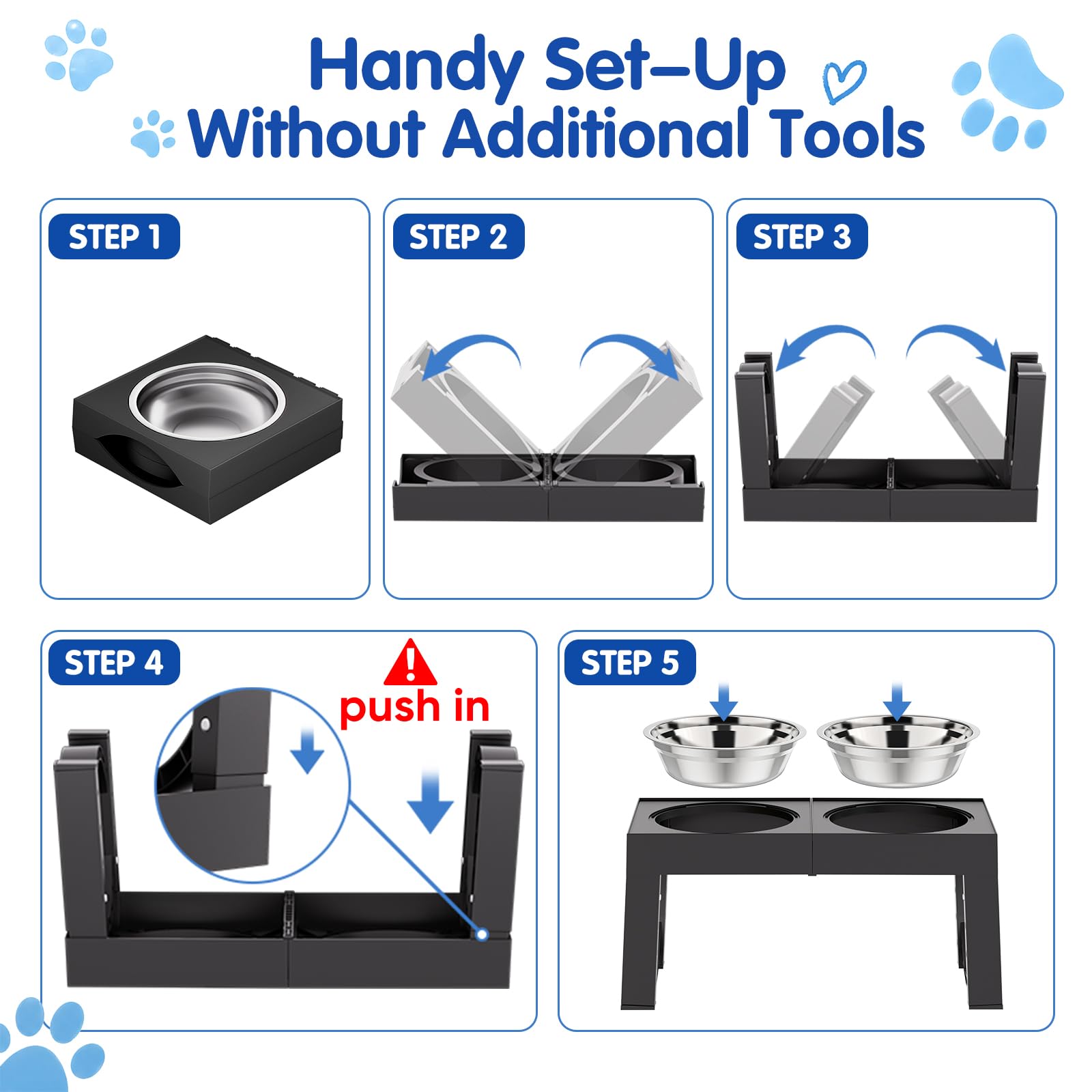 Cuencos elevados para perros de raza grande XiaZ elevado para perros de tamaño grande y mediano, 1000 ml, juego de cuencos elevados para perros de color negro, comedero elevado para mascotas, estación