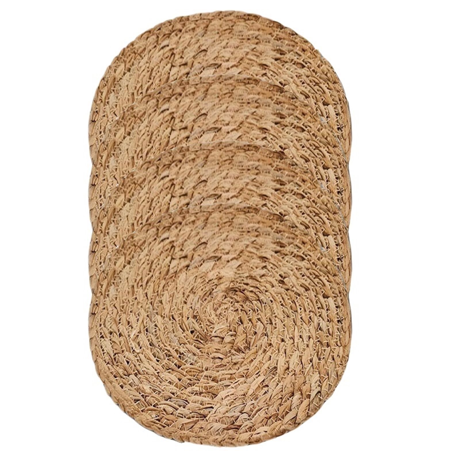 Wicker Placemat 4Pcs Round Woven Rattan Placemats Handmade 30cm Natural Wicker Braided Place Mats Slip Heat Resistant Table Mat for Dining