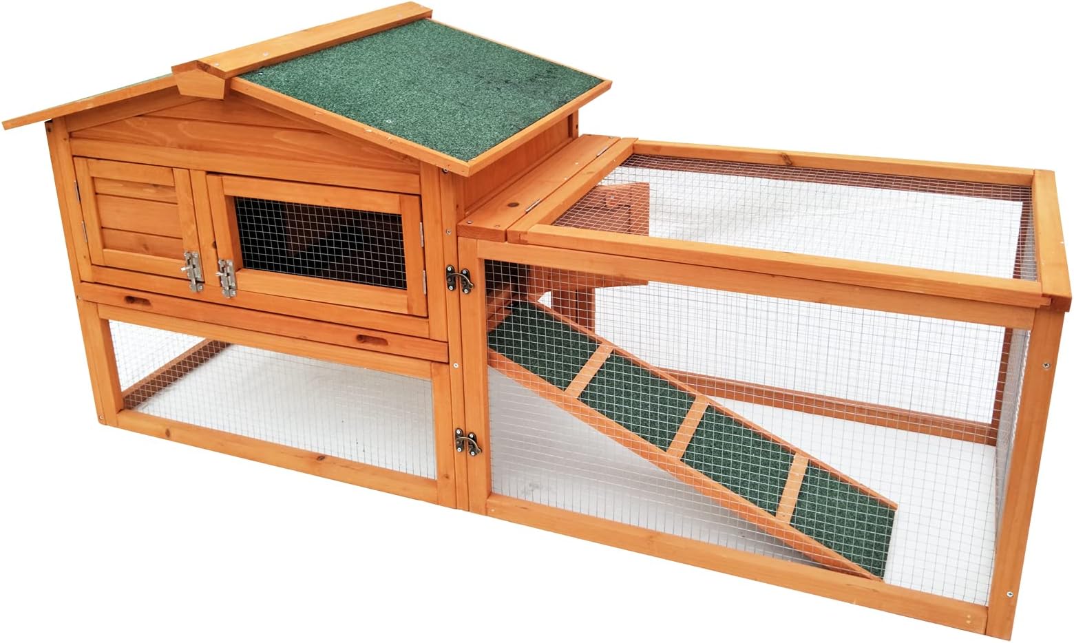 Rabbit Hutch with Weatherproof Wooden Bunny Cages House for Raised Pet Animal Indoor &Outdoor