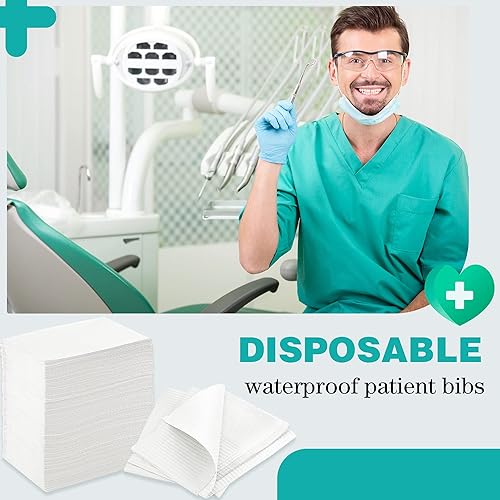 Miniatura 3 de Newwiee 750 baberos dentales desechables a granel impermeables para pacientes para bandeja de arte de pestañas y uñas, cubierta de 13 x 18 pulgadas