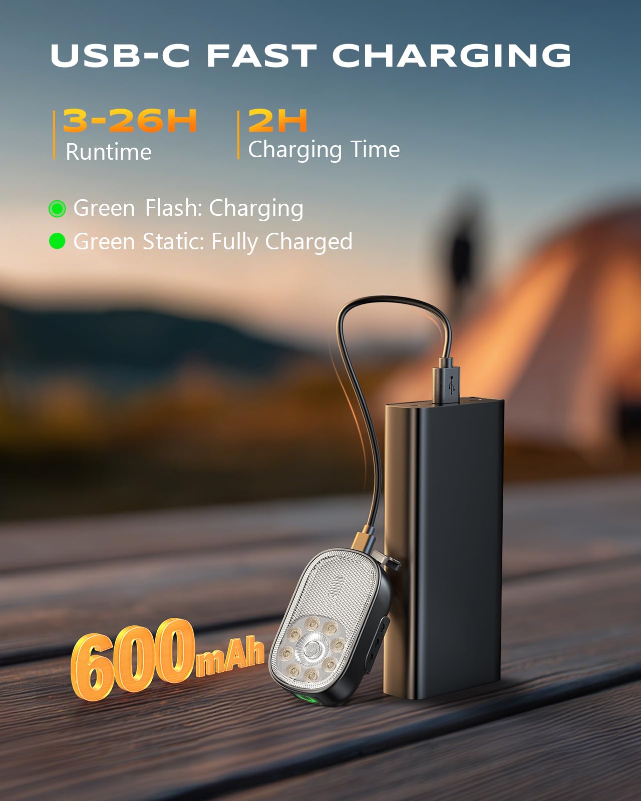 Cuvccn Mini torcia da 500 lm, 10 modalità, piccola torcia a clip con luce spot e luce di inondazione, impermeabile IP65, ricaricabile, luci da corsa per corridori, campeggio, escursionismo, emergenza