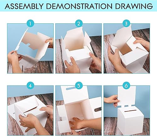 Miniatura 3 de Paquete de 4 cajas para rifas, urnas con ranura, cajas de cartón de 6 x 6 x 6 pulgadas con ranura para boletos y cabecera extraíble para coleccionar