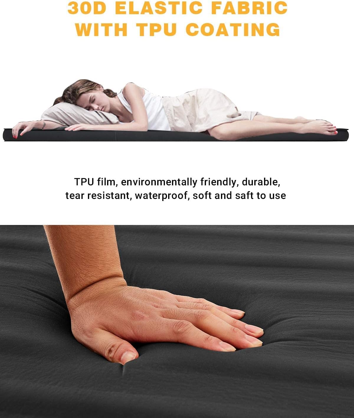 KingCamp Luxury 3D Double Self Inflating Camping Sleeping Pad Foam Air Mattress R Value: 9.5, Portable 3 Inch Large Thick Self Inflatable Mattress for 2 Two Person, Couple, Queen Size, Black : Sports & Outdoors