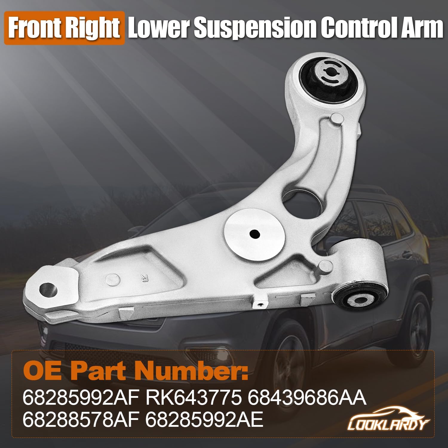 68285992af front right lower control arm compatible with jeep cherokee 2019 2.0l 2.4l 3.2l passenger side control arm replace rk643775