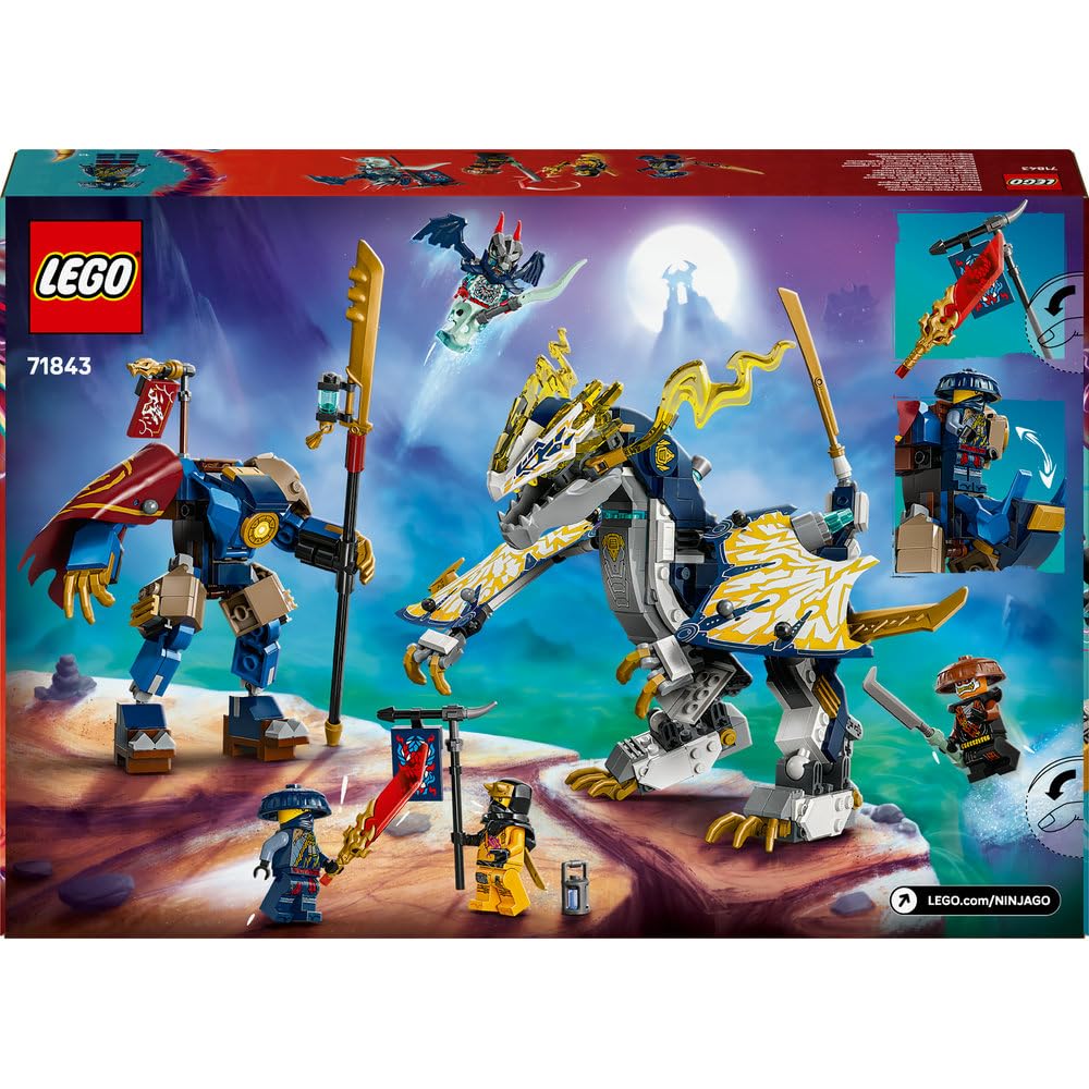 LEGO NINJAGO Mech smoczego jeźdźca Rogue’a 71843 | mech ninja, zabawka akcji, prezent dla chłopca i dziewczynki 8+, bitwa ninja, 584 elementy