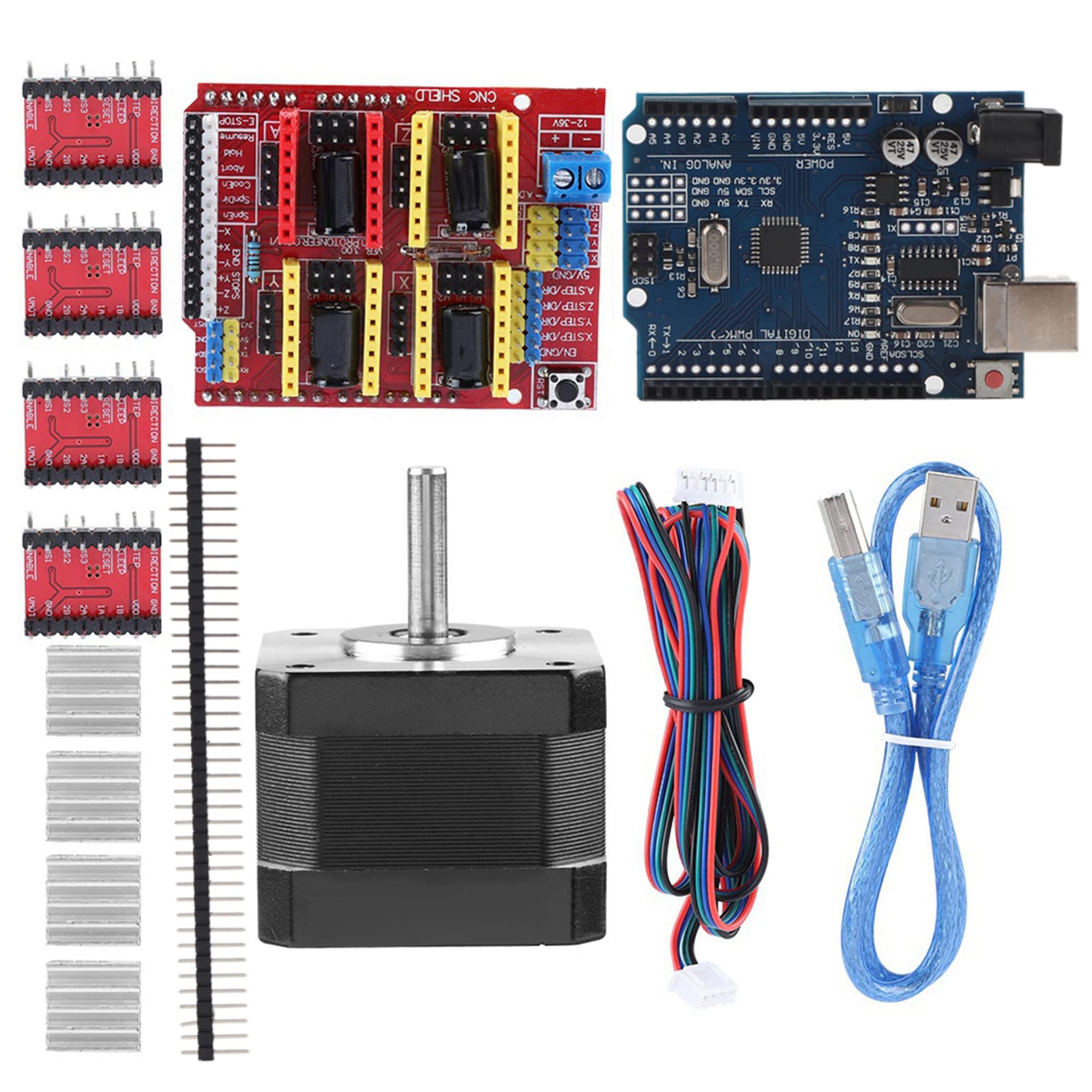 Gonetre Kit de Controlador de Escudo CNC con Motor Paso a Paso Nema 17 y