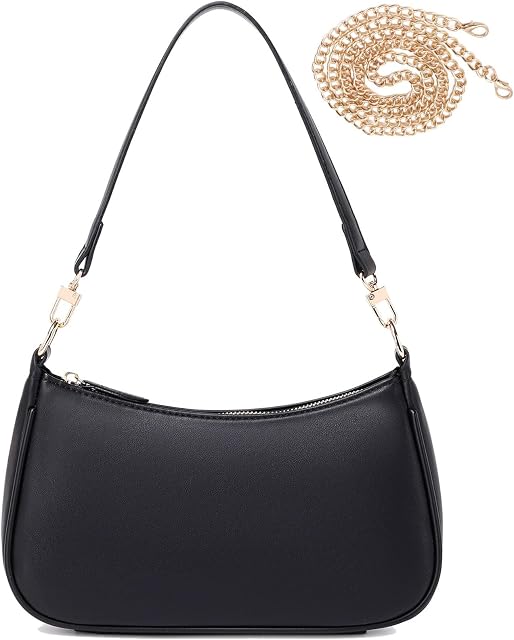 Sac à épaule pour femmes Y2K Sac à main PU Leather Classic Clutch Petit Noir 90s Poursuite