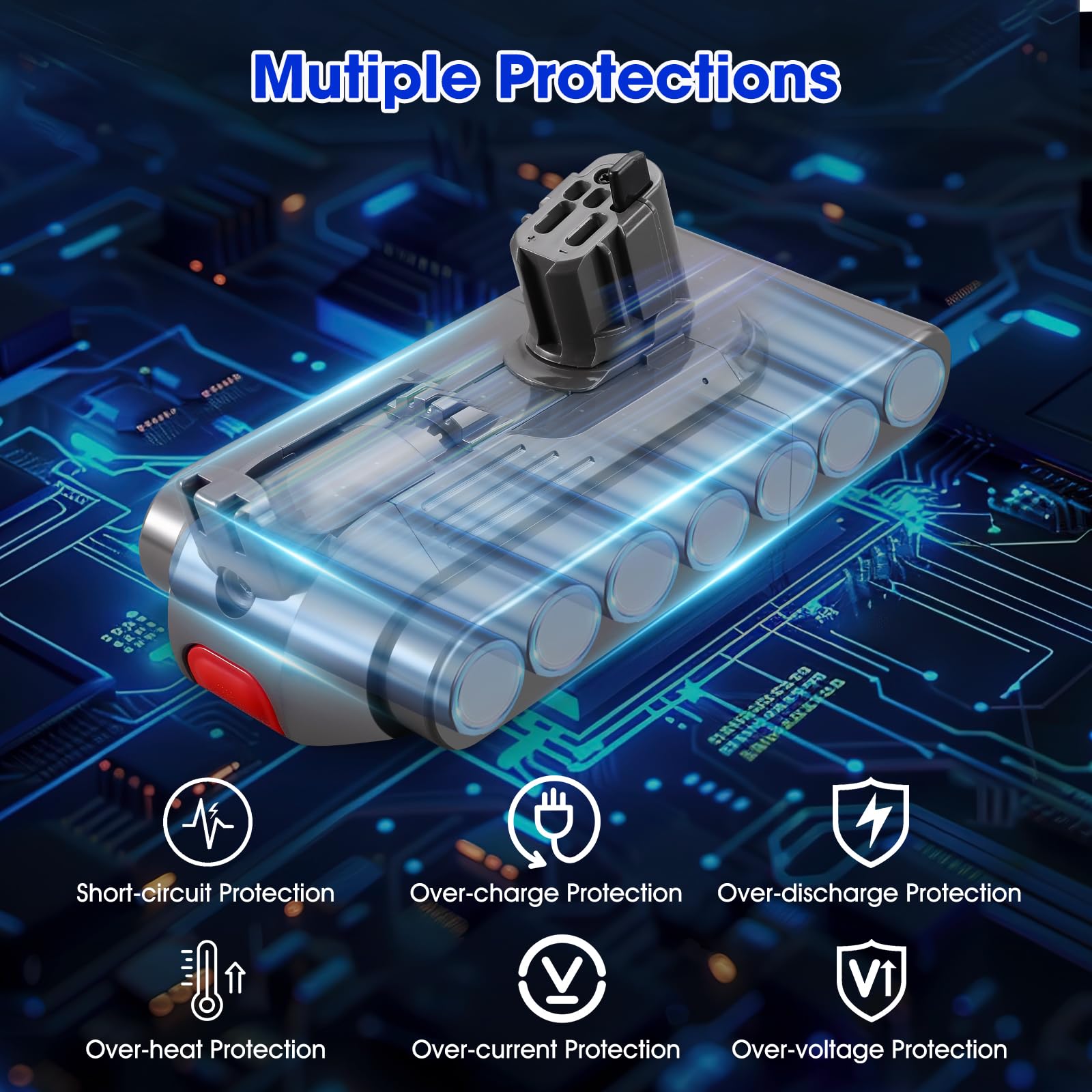 V11 Batería de repuesto 25,2 V 99,79 Wh para Dyson V11 V15 | Tipo de click-in compatible con SV15, SV16, 970425-01; no para modelo de tornillo