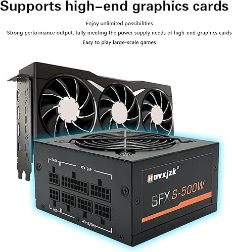 Miniatura 5 de HOVXJZK Mini ITX SolutionMicro 500W SFX Fuente de alimentación totalmente modular con ventilador de rodamiento hidráulico duradero, factor de forma