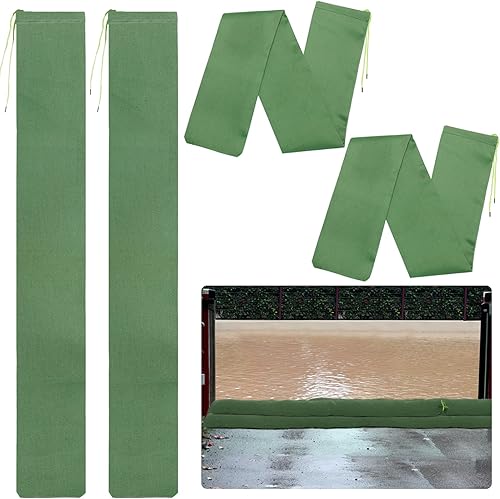 4 bolsas de arena de lona de 5 x 6 pulgadas de largo, bolsas de arena de lona gruesa para protección contra inundaciones con banda elástica, barrera