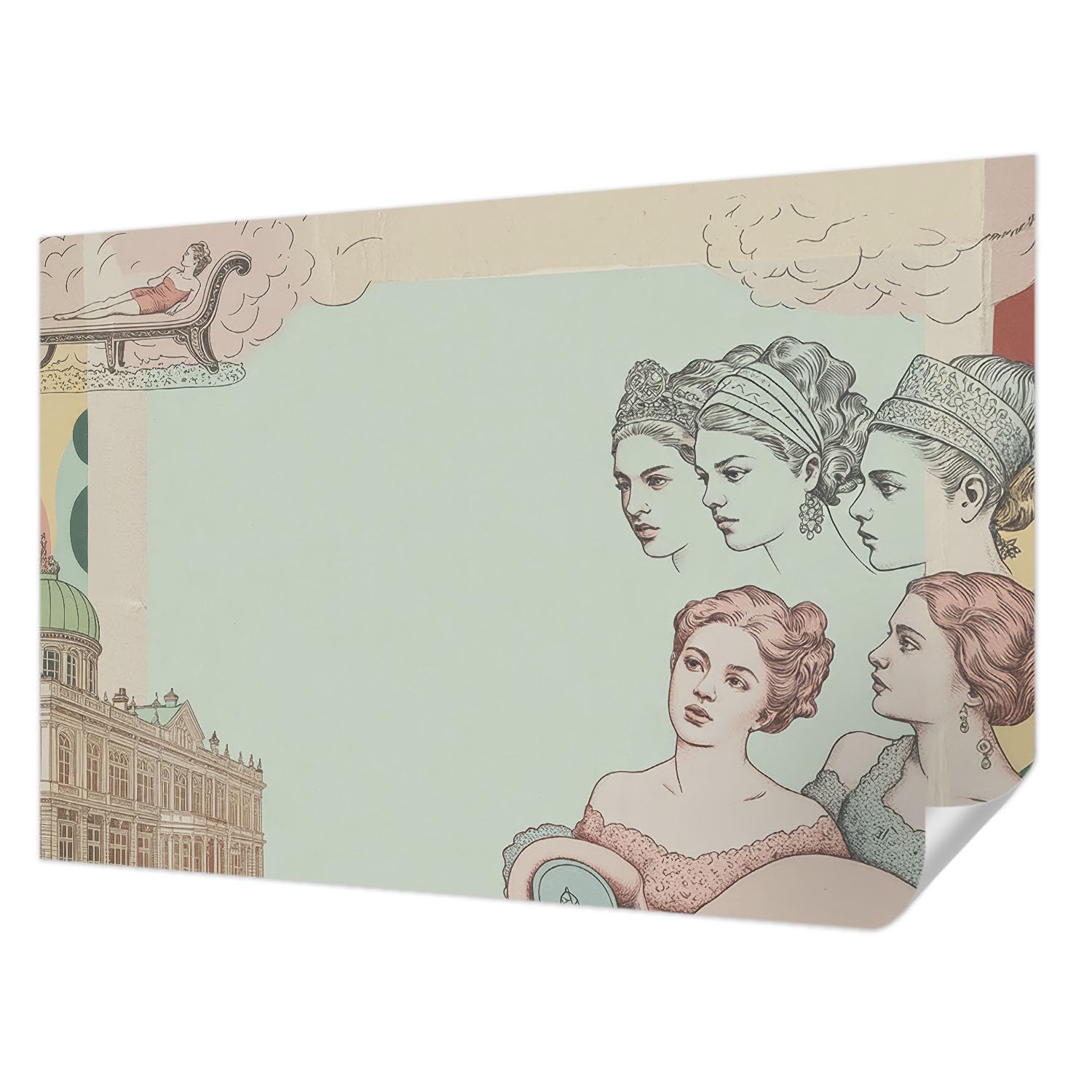 Papier peint adhésif moderne pour chambre à coucher et salon motif collage classique Tulup