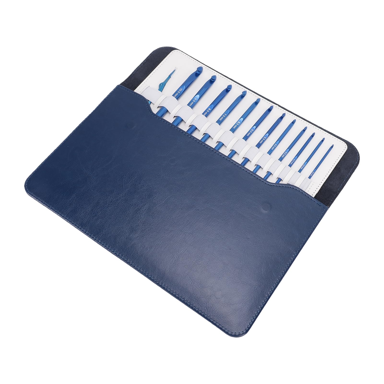 Rengue 12-teiliges Blaues Tunesisches Häkelnadel-Set aus Aluminium, 3,0–10,0 Mm, Austauschbare Nadeln mit 4 Kabeln, Ergonomisches Afghanisches Häkelset für Decken, Schals, Dekor