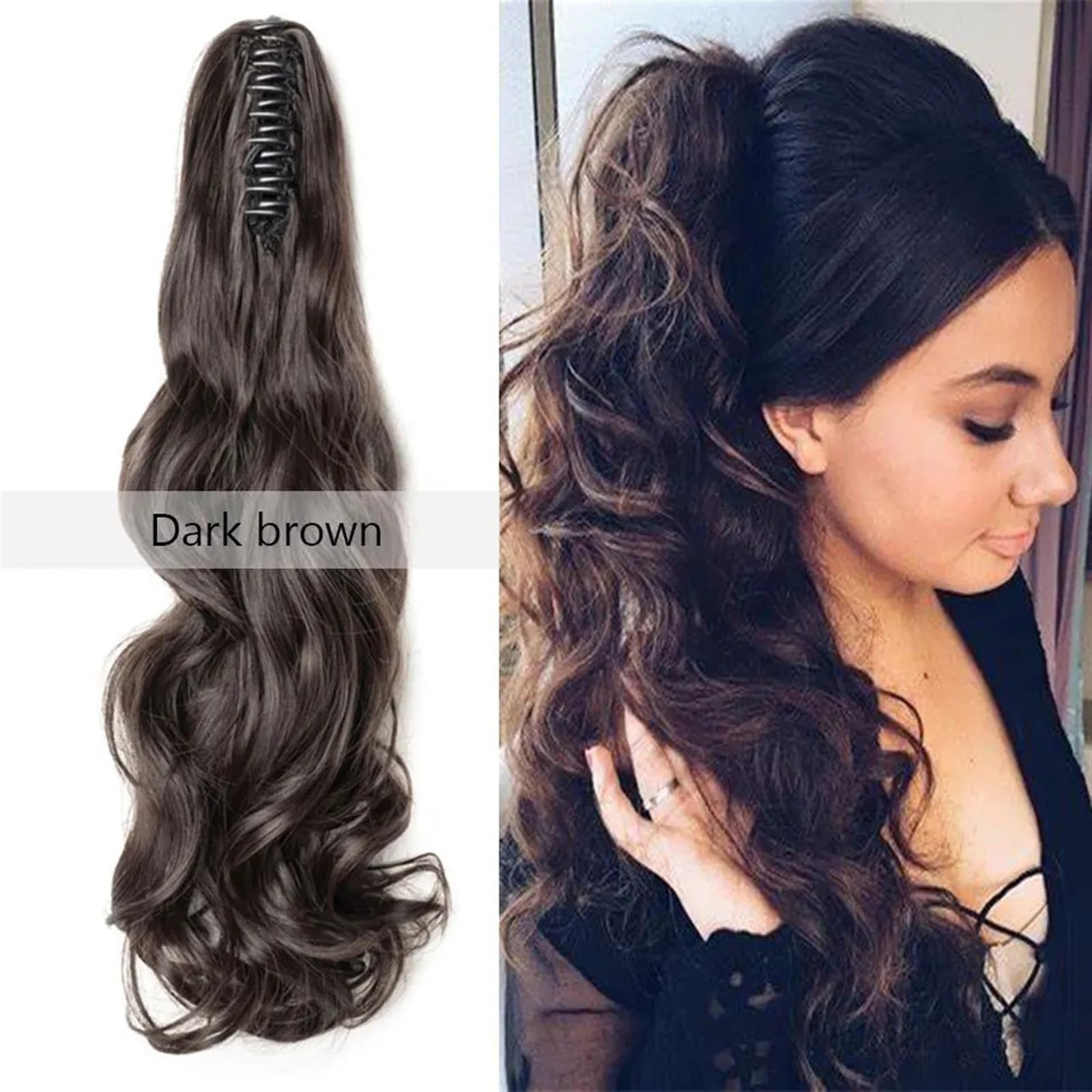Cola de Caballo Extensión de cola de caballo sintética, extensiones de cola de caballo onduladas con clip de garra de 18/24 pulgadas de largo, ondulado, rizado, clip de garra en cola de caballo, posti