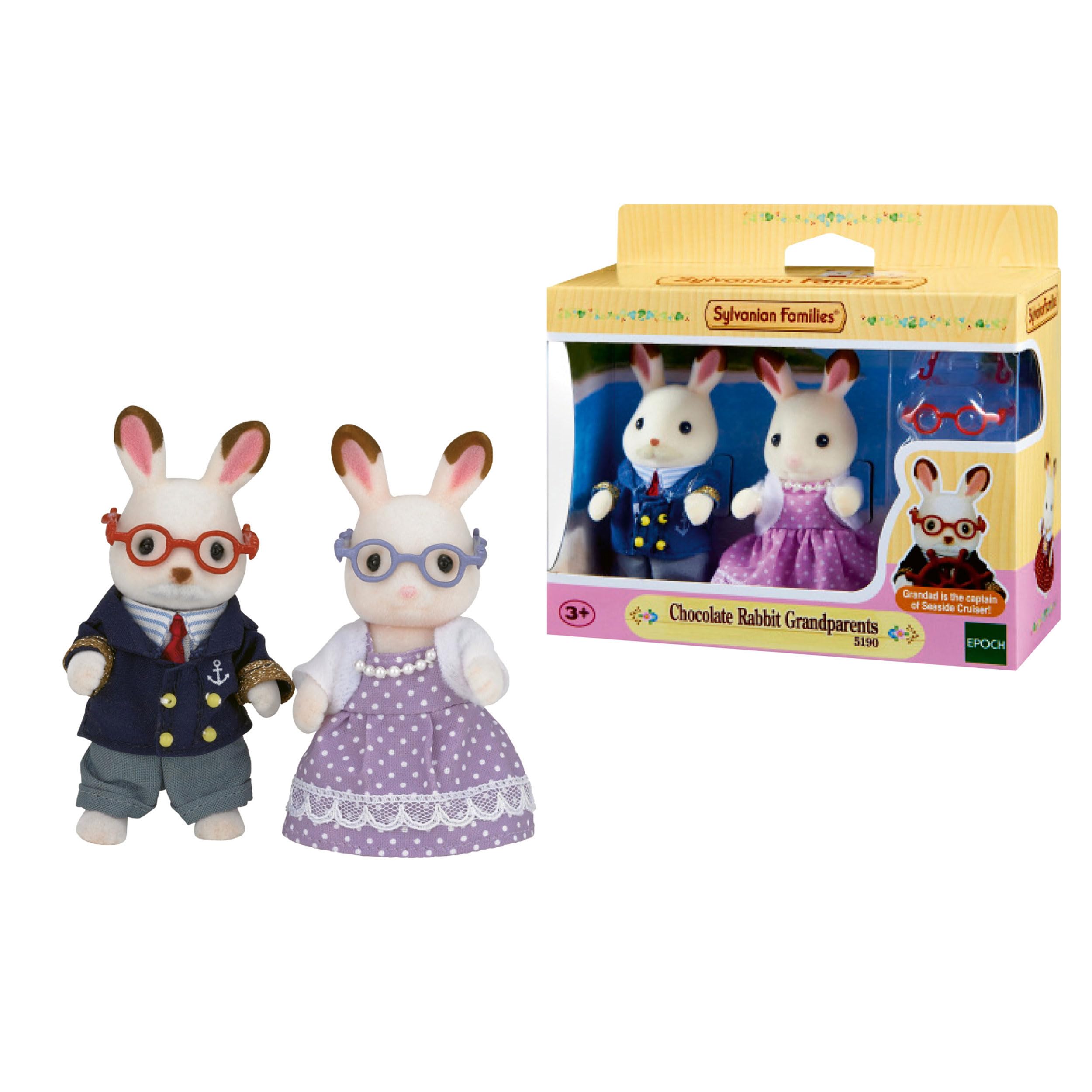 Sylvanian Families - Les grands parents Lapin Chocolat - Set 2 figurines - Plongez dans l'univers de la famille Sylvanian - Figurines miniatures - Jouet enfant 3 ans et + - 5190