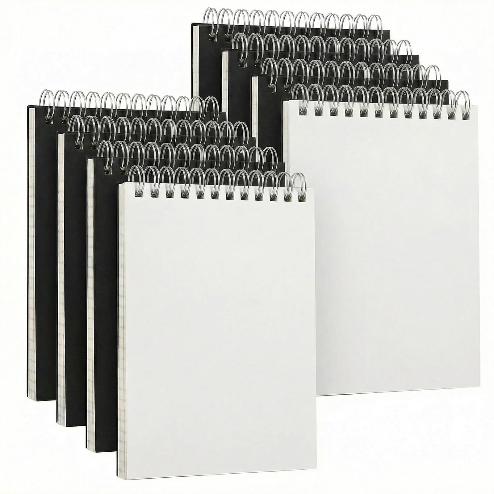 SIMDAO 8 Pack A6 Spiral Notebooks, Small Spiral Bound Notepads with 1280 Blank Pages Total, Kraft Hardcover Unlined Memo Pads, 5.7"x 4.1" Plain Paper Sketchpad for Drawing, DIY, School and Office