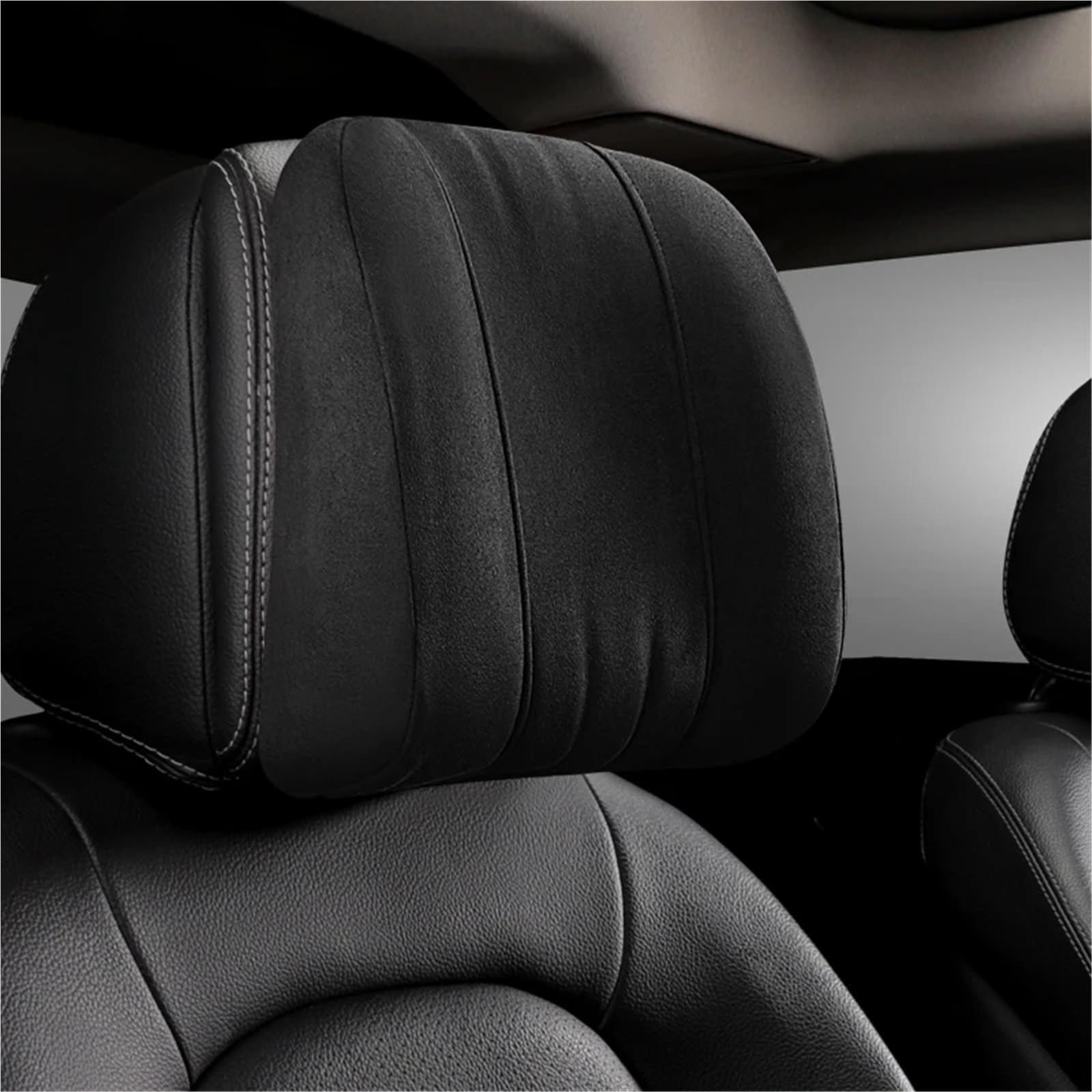 Zagłówek Samochodowy Pasuje do zagłówka z pianki memory foam marki Maybach, podparcie lędźwiowe z obciążnikiem z tkaniny zamszowej Zagłówek siedzenia(Black lumbar pillow)