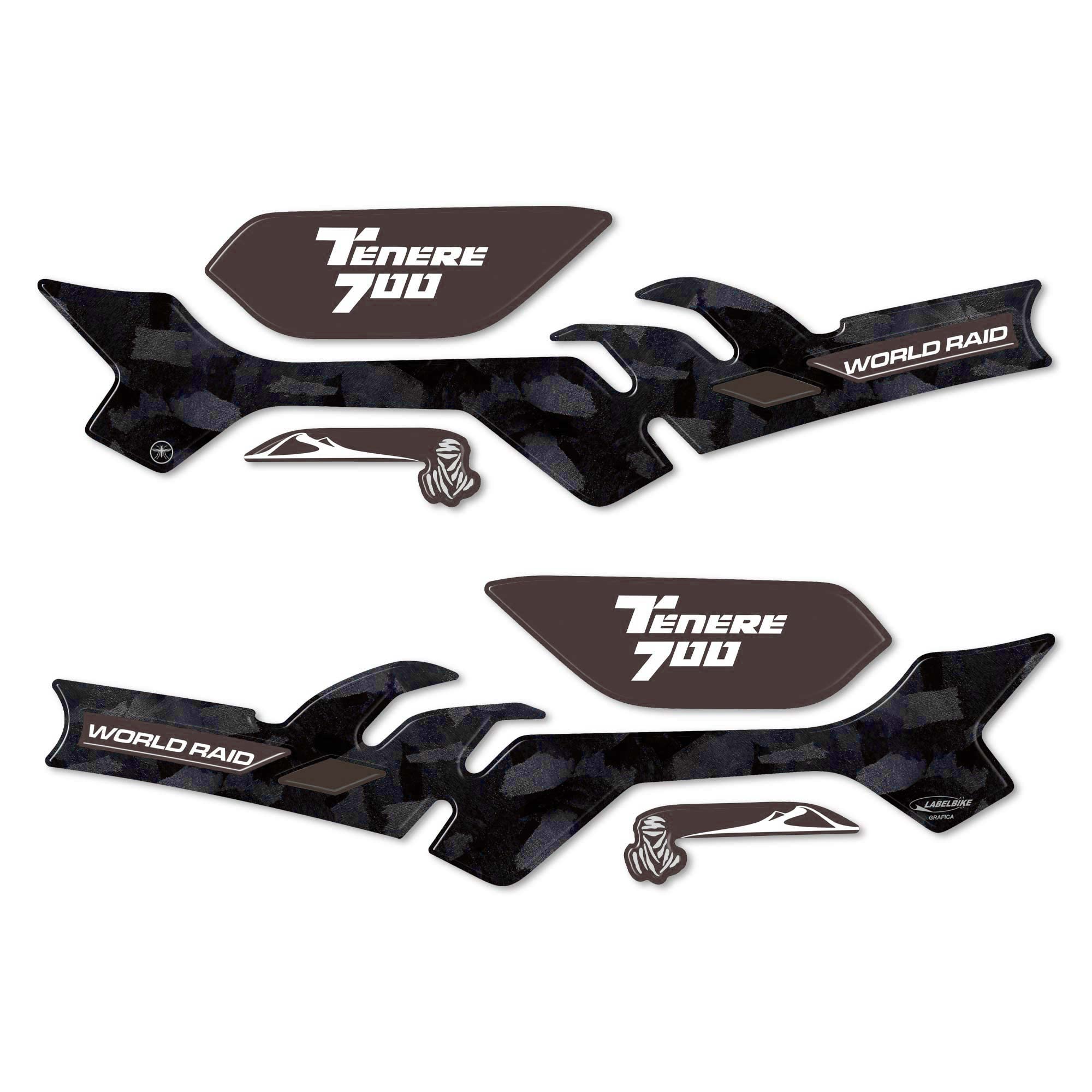 labelbike - 3D Stickers Protections HandProtections Compatible with Yamaha Tenere 700 World Raid from 2022 - Color Midnight Black