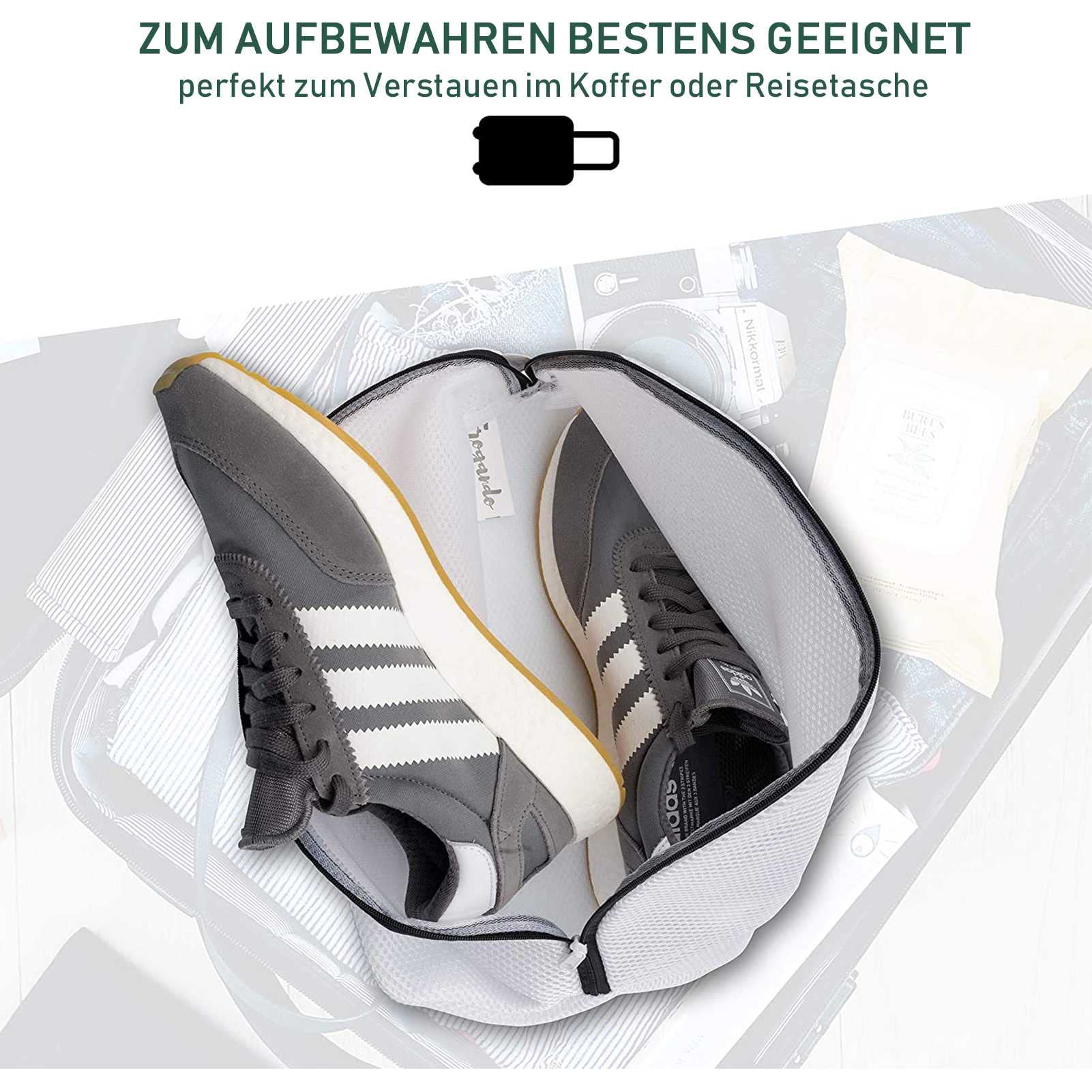 Schuhwaschbeutel, Reisegewebebeutel, Mesh-Stoffe, Wiederverwendbare Waschbeutel, Waschmaschine und Trocknerschutz, Socke, BH, Sneaker-Reinigungssäcke (4 Stück)