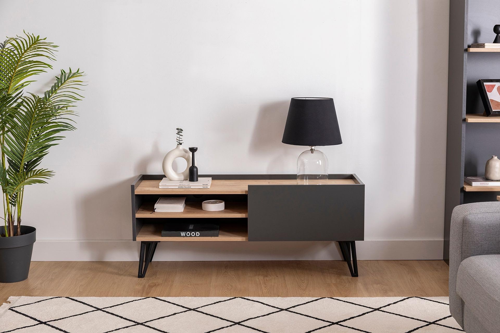 Hanah Home Supporto per TV, melammina, Zaffiro Antracite, Taglia Unica